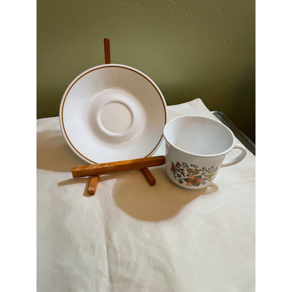 Corelle Indian Summer Tea Cup and Saucer Set of 6 Vintage Corning Vitrelle USA